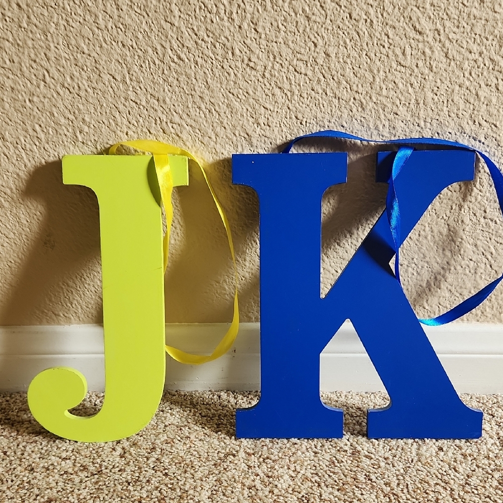 2 Decorative Wooden Letters J and K